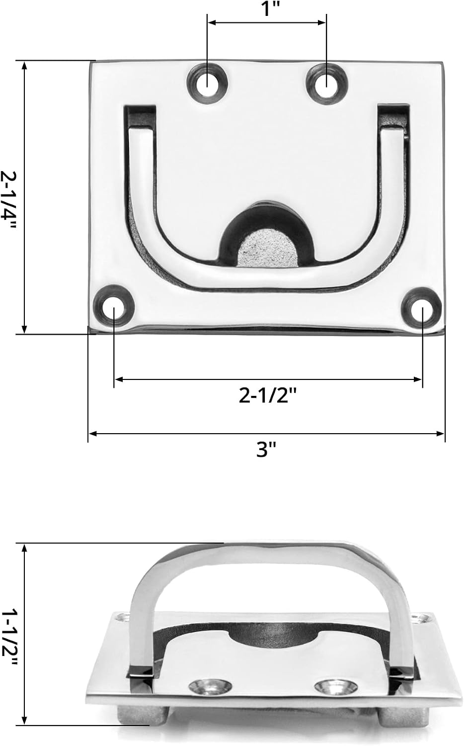 QWORK 4 Pack Marine Grade 316 Stainless Steel Boat Ring Hatch Flush Lift - Flush Ring Pull with Free Mount Screws