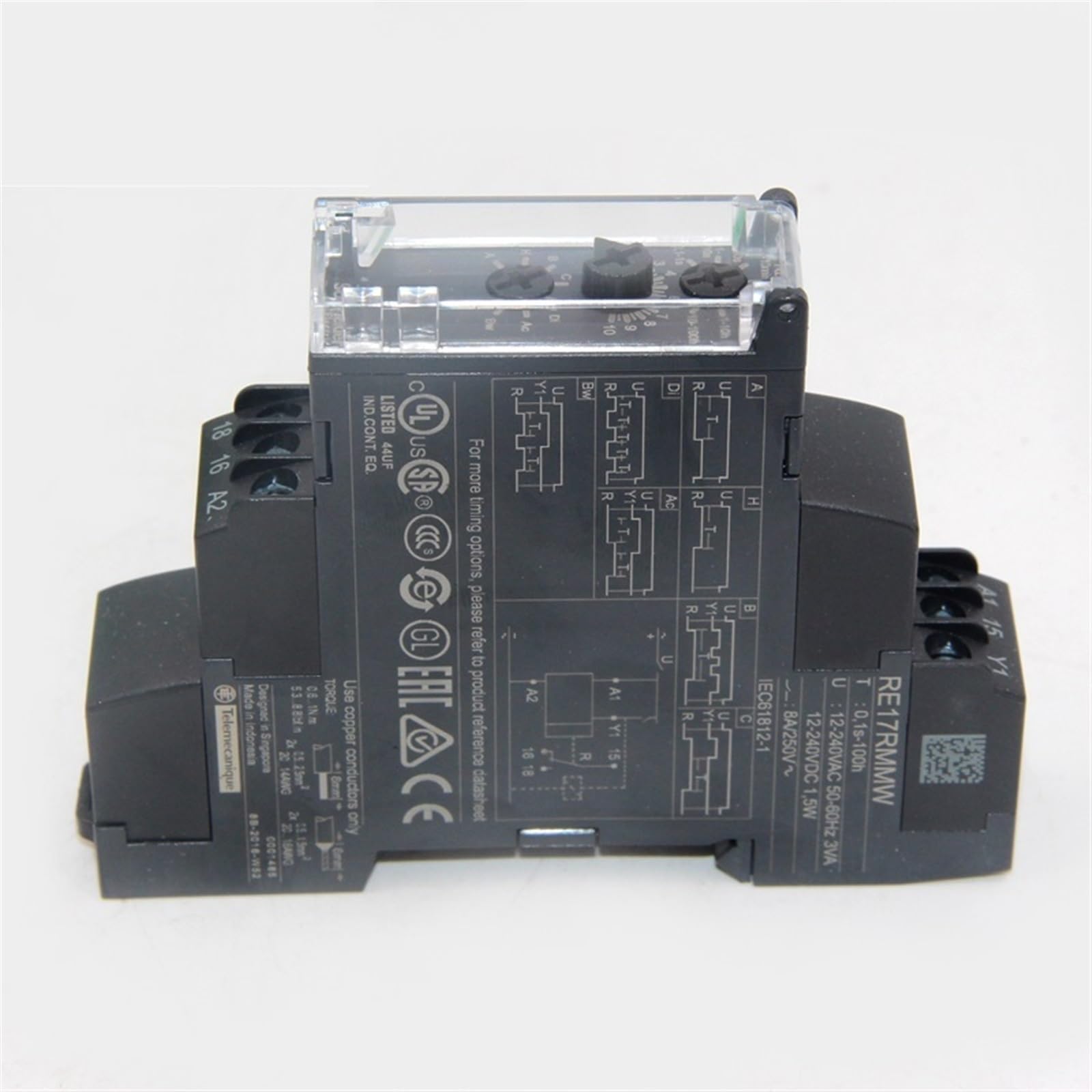 MOBYAT Relés temporizadores eléctricos Relés temporizadores modulares con Ancho de Salida de relé 17,5 Mm 2 contactos CO multifunción RE17RMMU 1 Uds (Size : RE17RMMW)