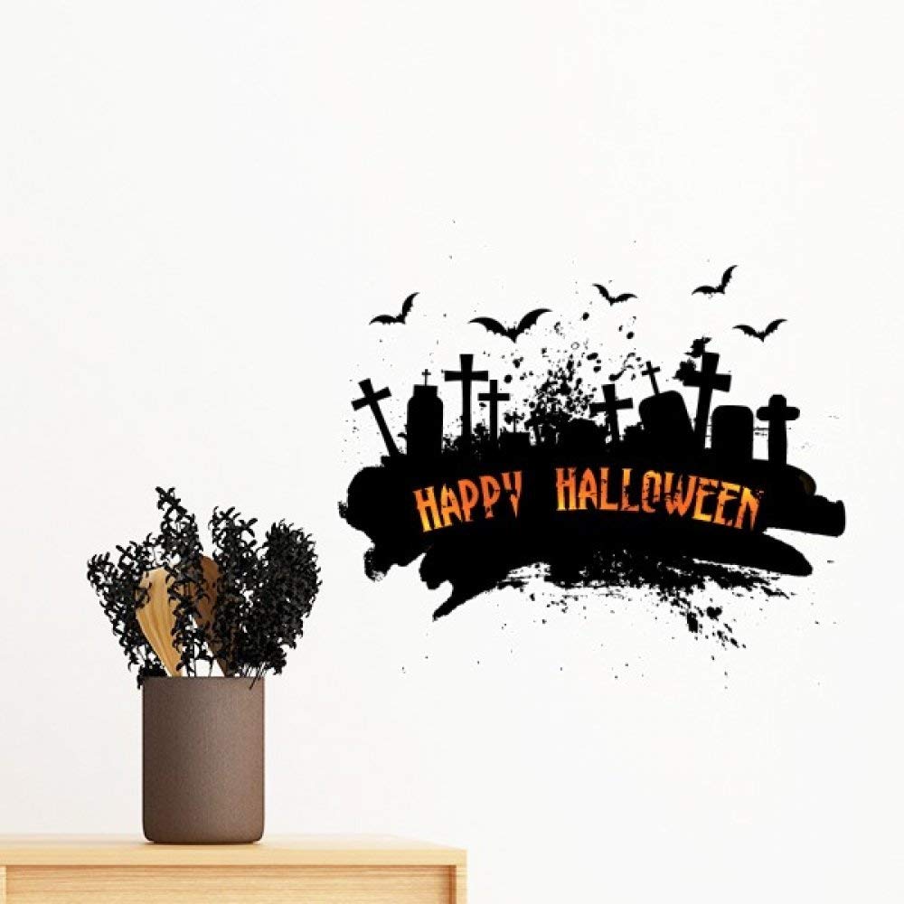 Sticker wall art Halloween nuit cimetière amovible 70cm pour décor mural