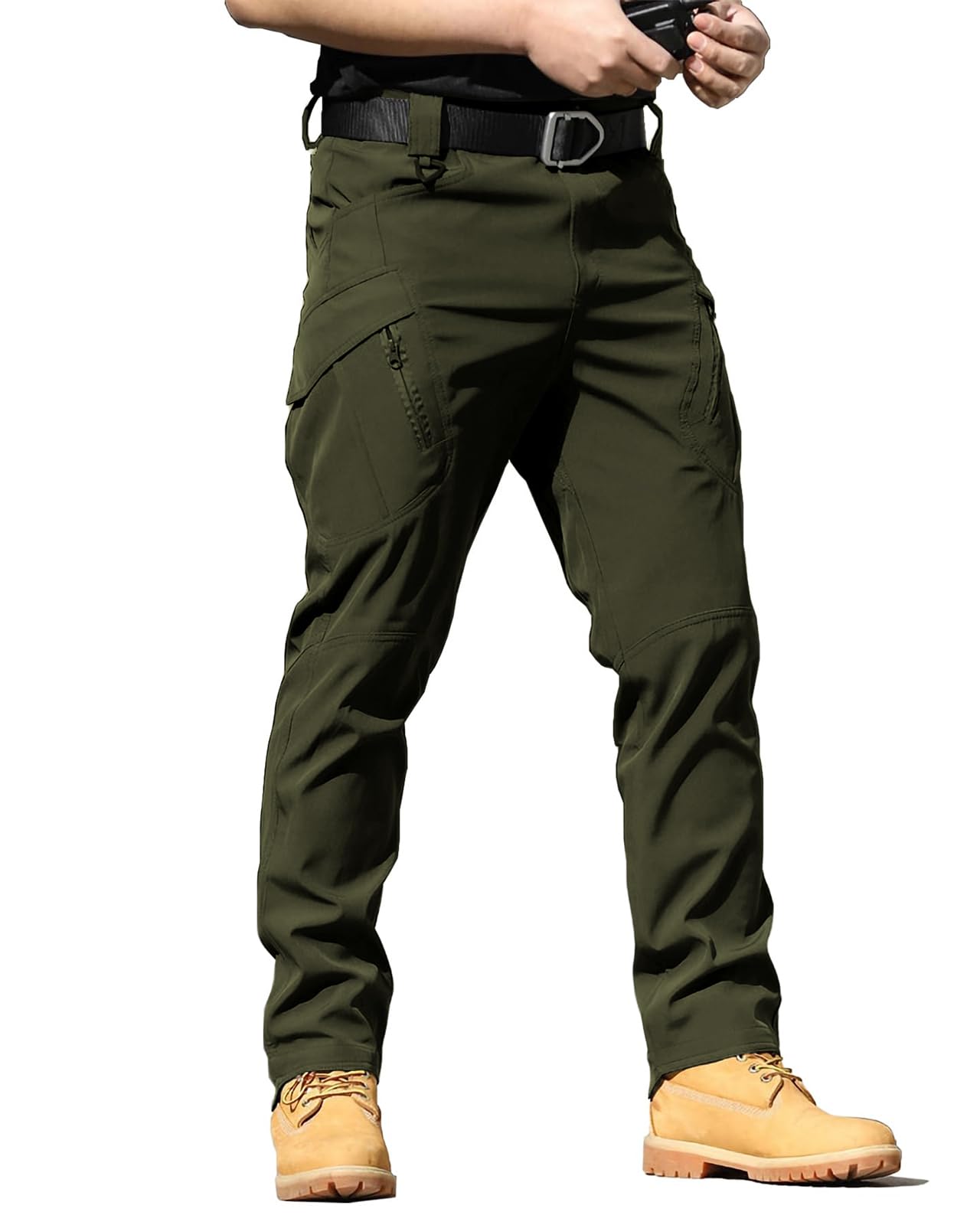Mens Tactical Cargo Pants Stretch Ripstop Lightweight Waterproof Multi Pockets Work Hiking Outdoor Casual Pants No Belt