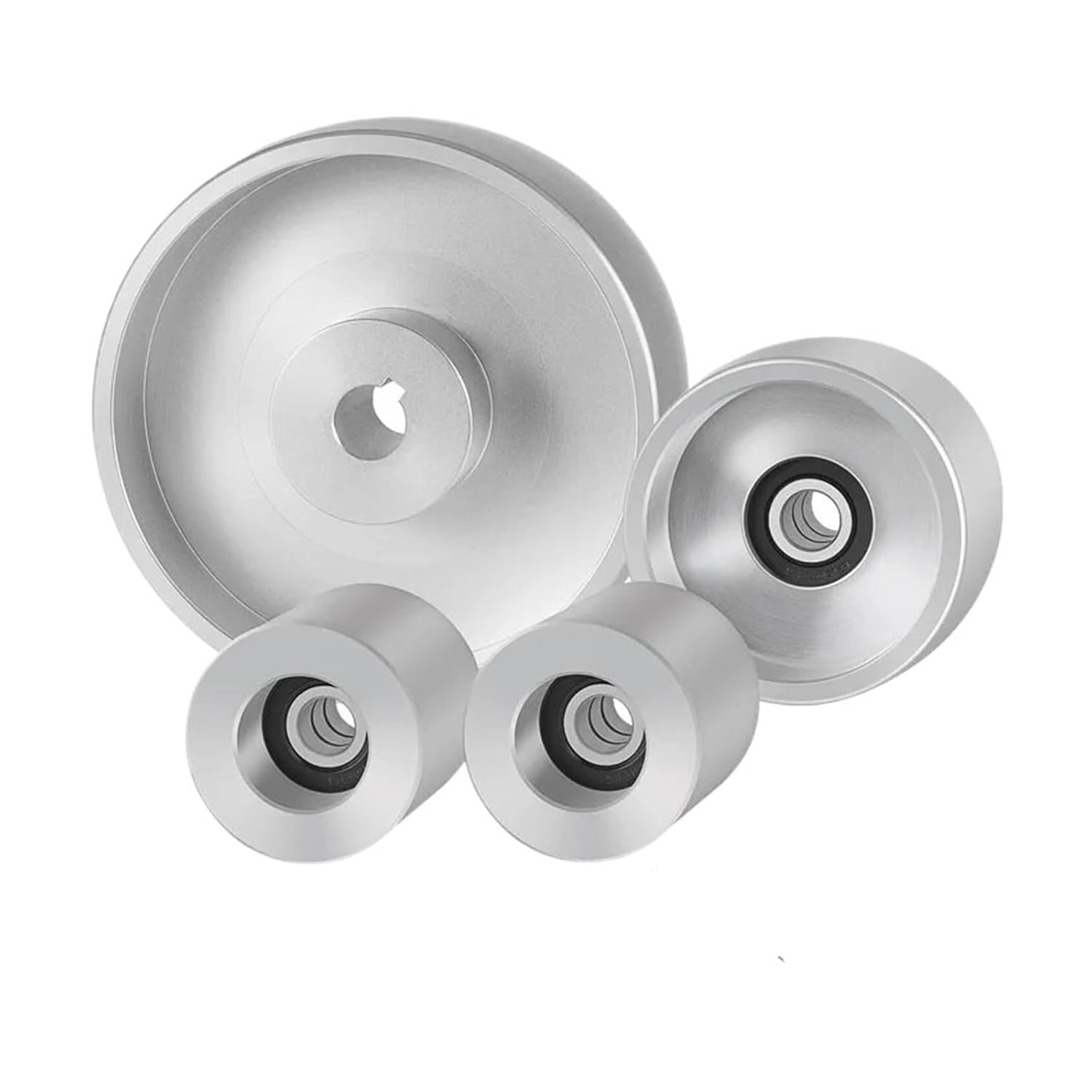 Aluminum Wheel Crowned Belt Grinder 2" x 72" Bearing Set with 5" Drive & 5/8" Bore & 3" Track & Idler for Knife