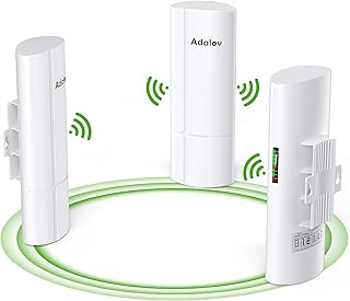 3PCS Wireless Bridge Kit, Gigabit Point to 2 Point Outdoor WiFi Bridges for Wireless Network Expansion, 5.8G Long Range High Speed WiFi to Ethernet CPE with 1000Mbps LAN Port, 16dBi 3Km (3 Pack)