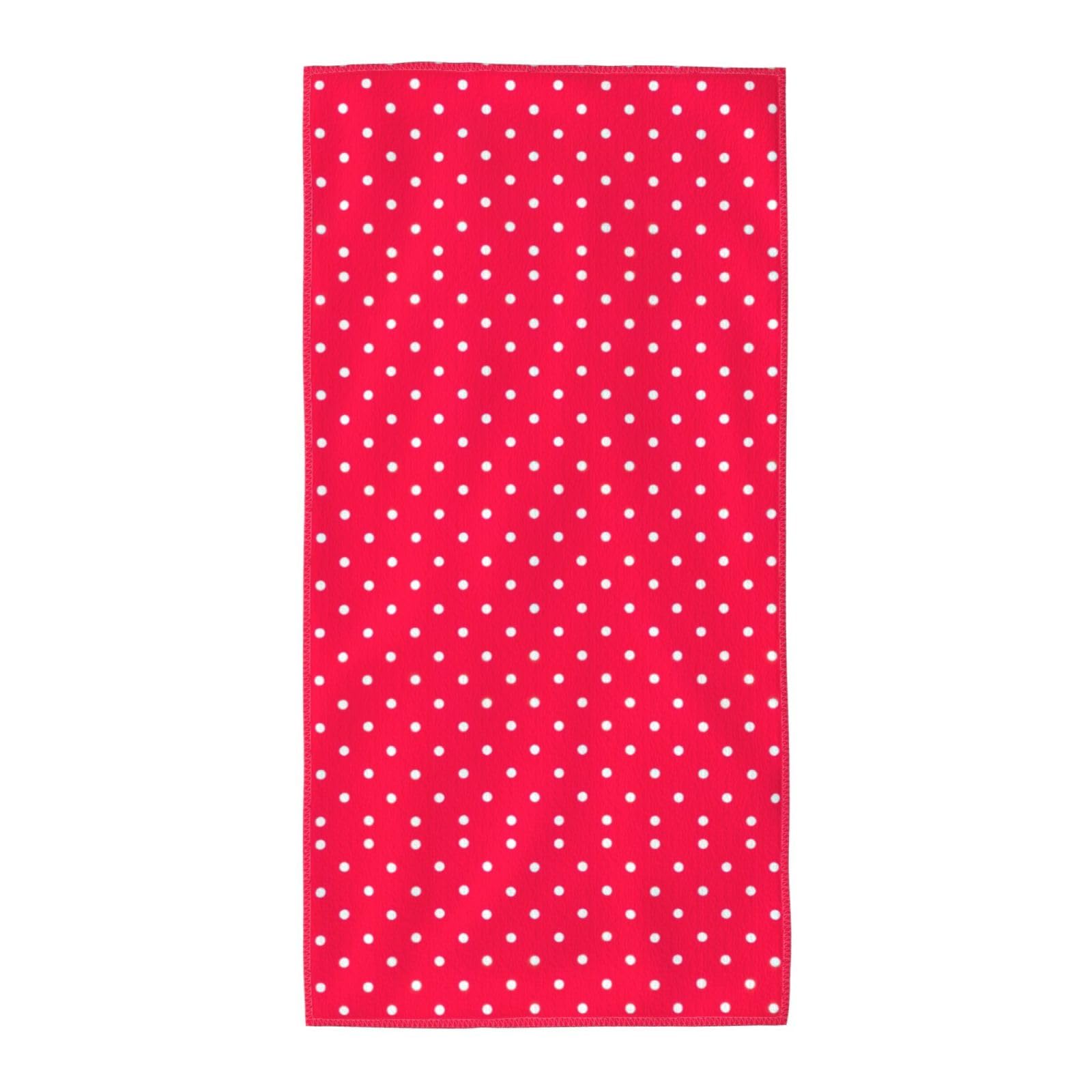 WYCZHY Red And White Polka Dots Printed Quick Dry Beach Towel For Camping Travel Vacation