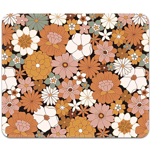 Image of FROGIGO Mouse Pad with Stitched Edges - Cute Floral Mousepad for Women, 9.25 x 7.75 inch Washable Square Desk Pad, Non-Slip Rubber Base, Office Home Laptop Accessories - Autumn Daisy