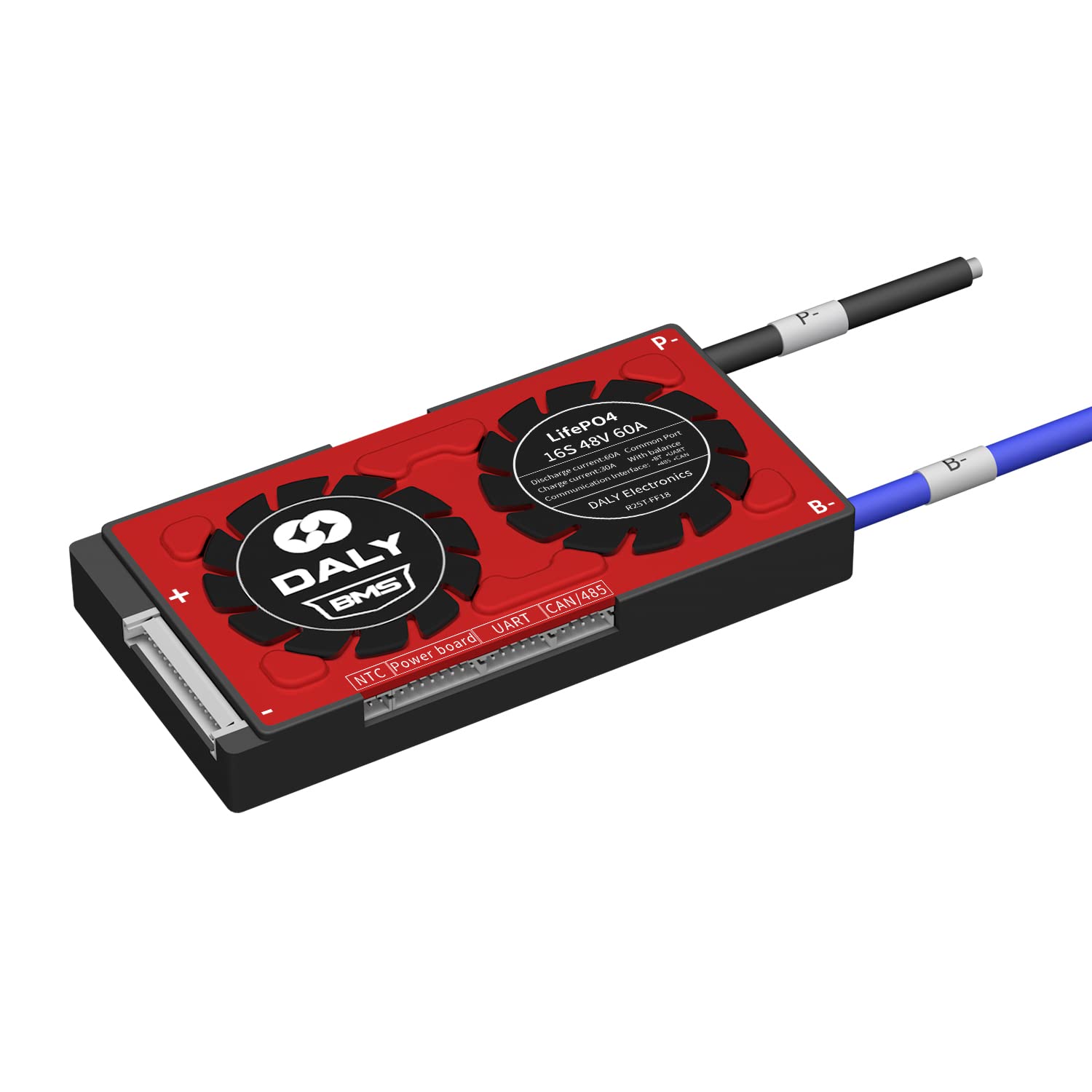 DALY Programmierbares konfigurierbares intelligentes BMS 16S 48V LiFePO4 mit Ausgleichsleitungen Drähte UART RS485 CAN-Kommunikation Batterieschutzmodul BMS für Batteriepack 24V(60A)