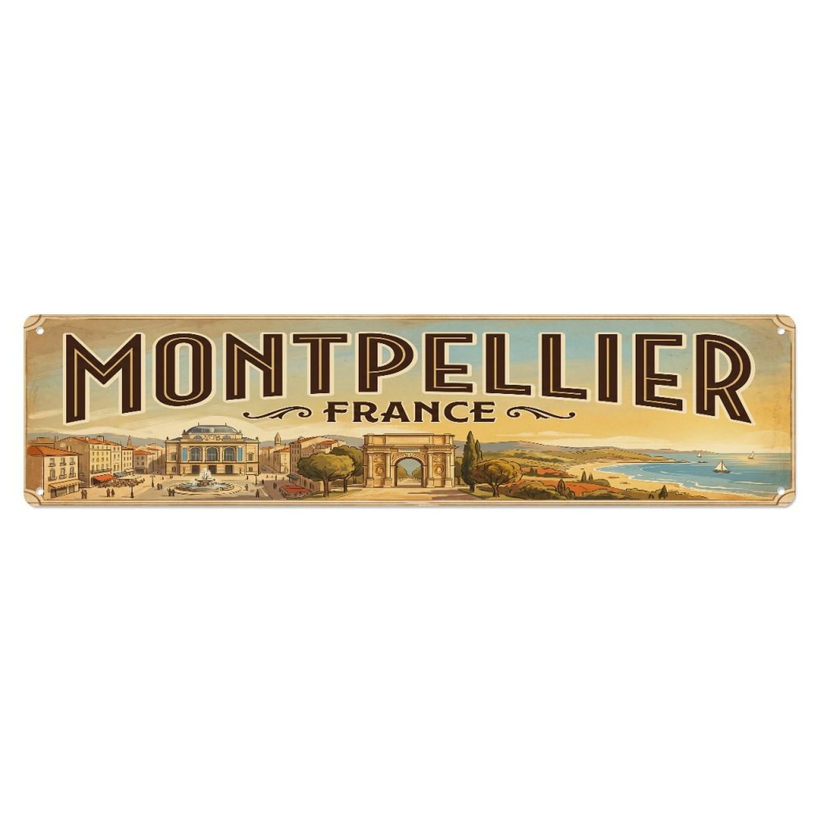 Tgrcjimh Style Metal Tin Sign Vintage Travel France Montpellier