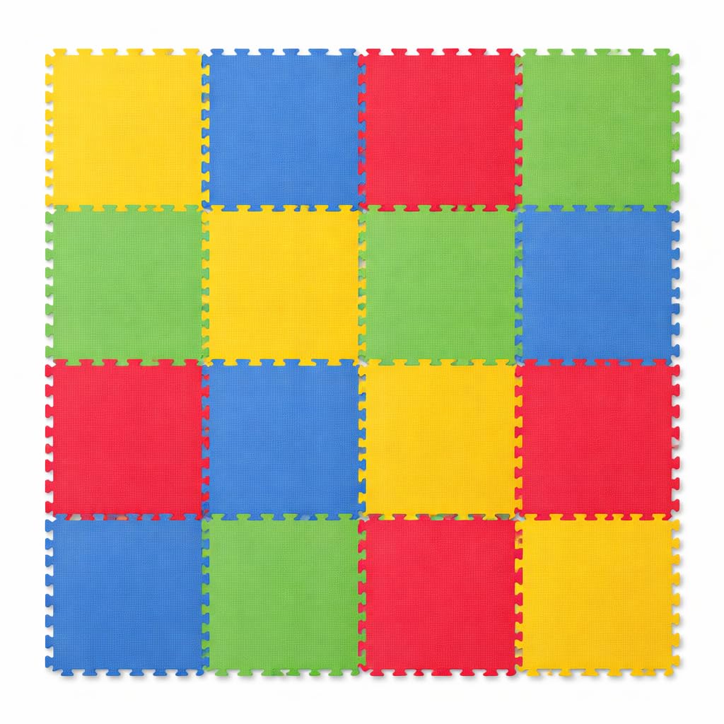 EVA Interlocking Foam Floor Mats 30x30cm – Soft Non-Slip Puzzle Tiles for Kids Play Area, Home Gym, Yoga, Exercise, Sports & Protective Flooring (Multicolor, 36 Mats)