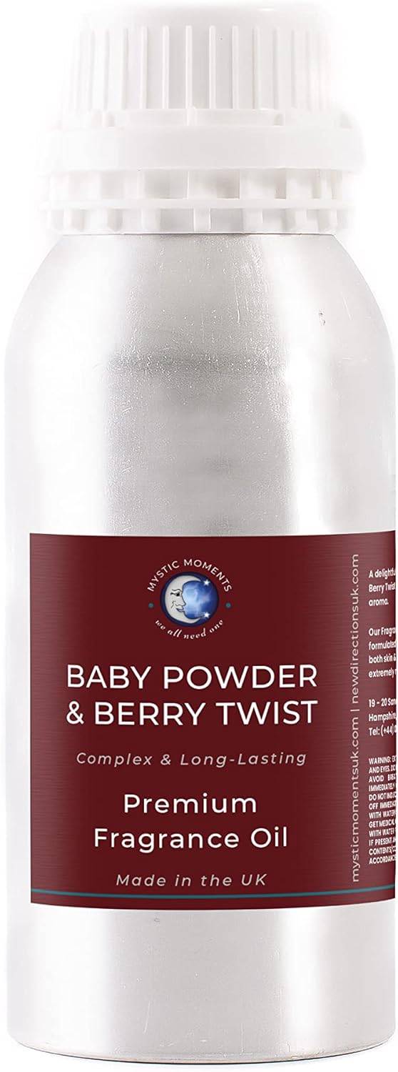 Mystic Moments | Baby Powder & Berry Twist Fragrance Oil - 1Kg - Perfect for Soaps, Candles, Bath Bombs, Oil Burners, Diffusers and Skin & Hair Care Items