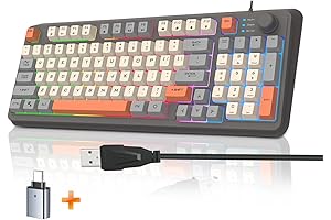 Computer Keyboard Wired, USB Membrane Keyboard with Volume Knob