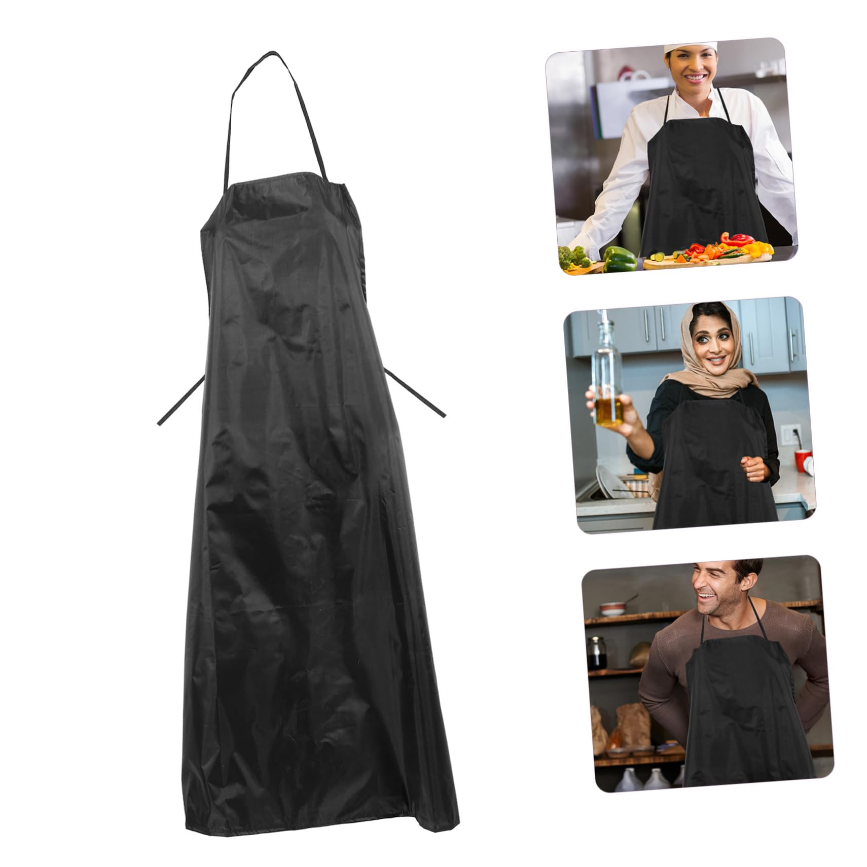 HOLIDYOYO Waterproof and Oilproof Apron Kitchen Apron Heavy Duty Apron Waterproof Apron Waterproof Vinyl Apron Windproof Apron Stylist Apron Black Polyester Taffeta Waterproof Coated Fabric