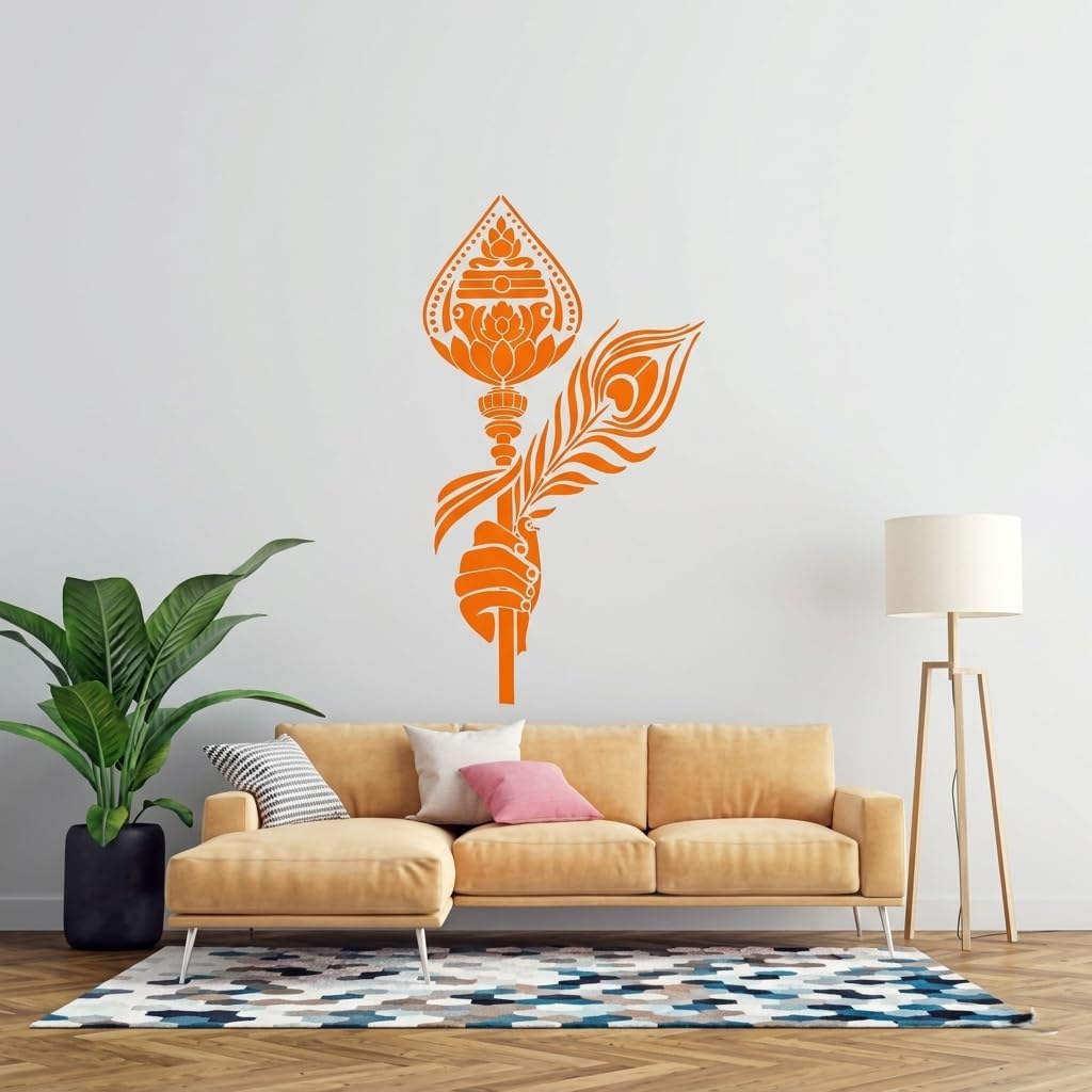 Lord Murugan Vel & Peacock Feather Stencil Design for Pooja Room & Spiritual Spaces (Pack of 1)-image-35
