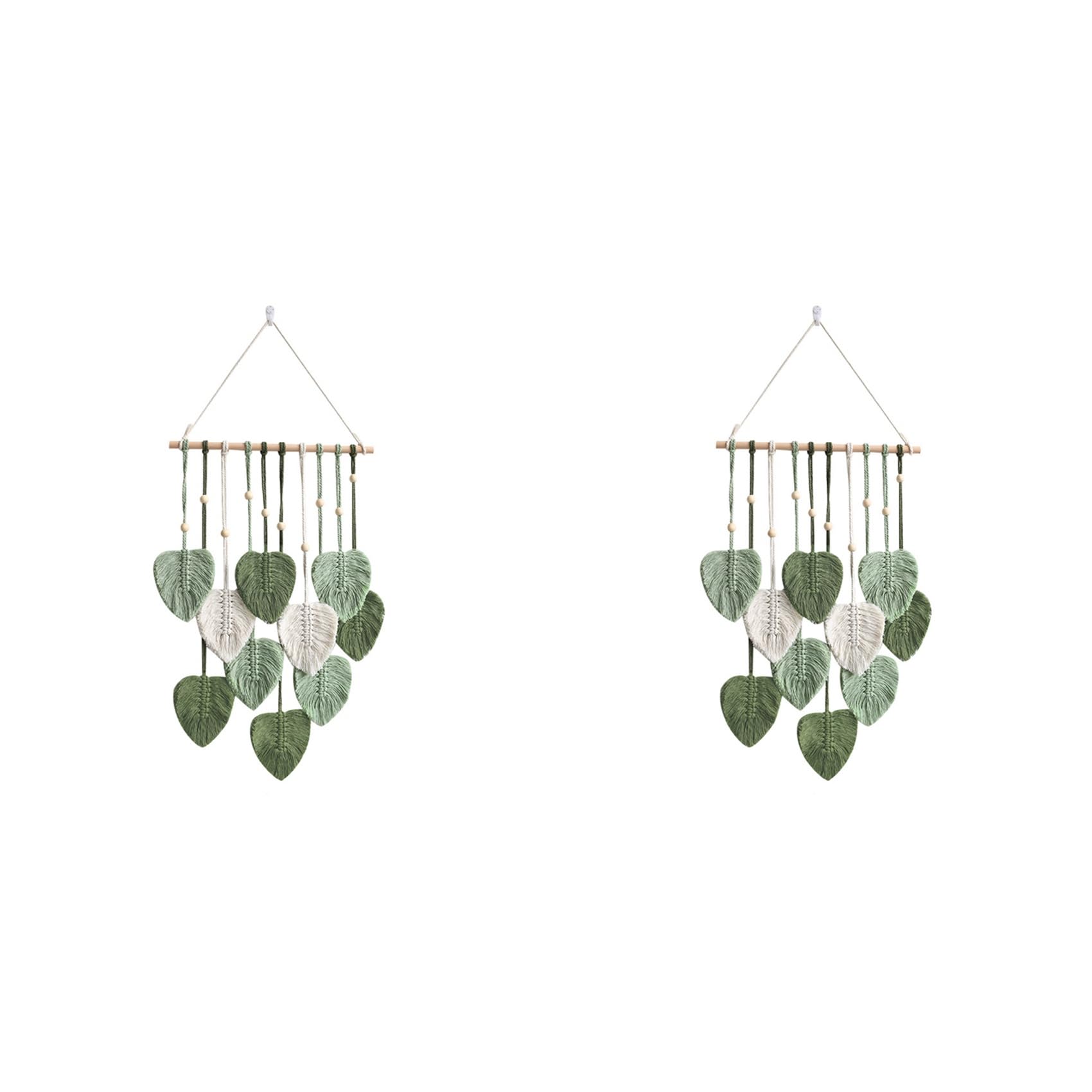 Vjsujehgy 2X Leaf Macrame Wall Hanging Boho Room Home Decor Woven Aesthetic Wall Tapestry Home Room Wedding Decoration Green