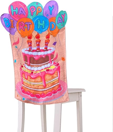 BULINGNA 4 fundas para sillas de cumpleaños, fundas de asiento de cumpleaños para el aula, fundas para la parte trasera de la silla de pastel de