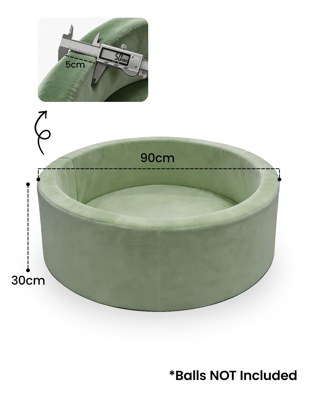 Piscine à Balles pour Bébé, Bac à Balles Rond en Mousse 90 x 30 cm, Vert
