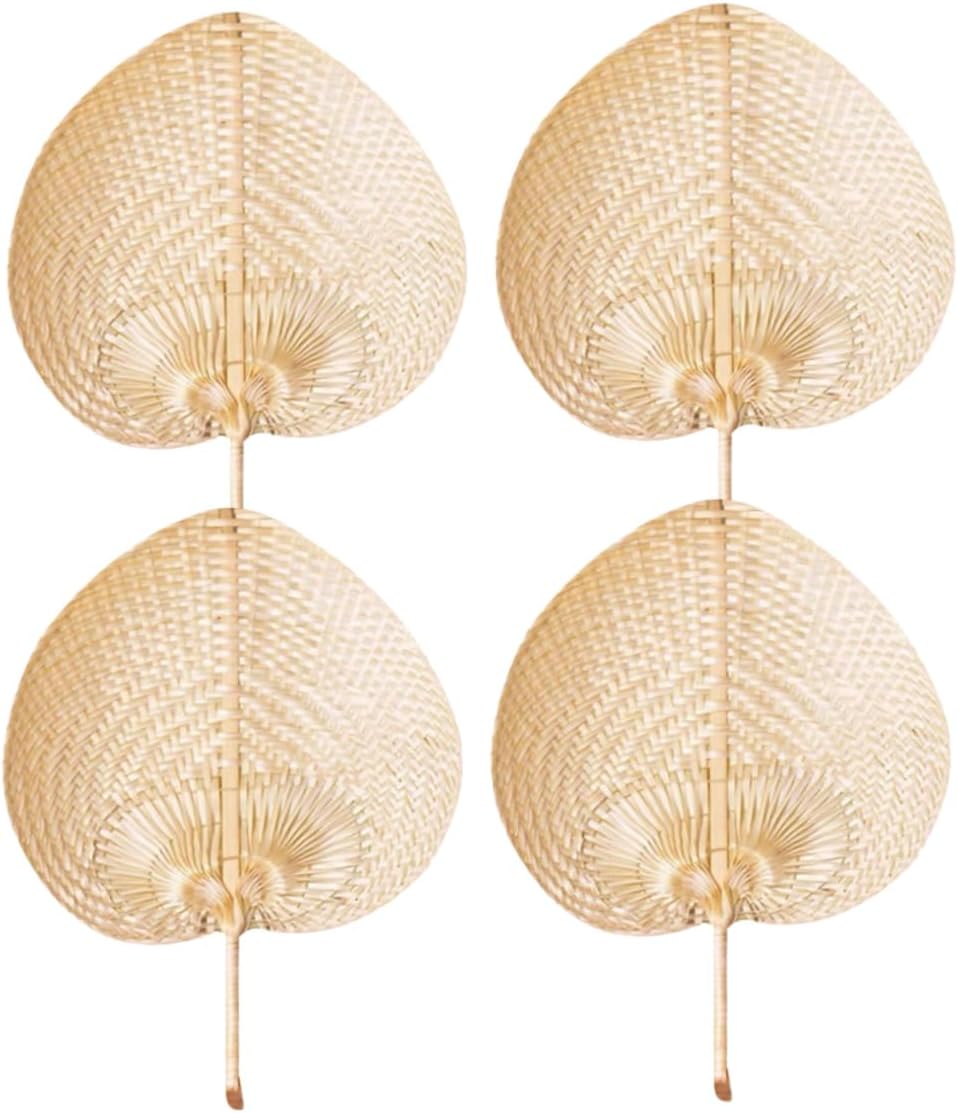Woven Bamboo Hand Fans 4pcs Chinese Style Summer Decorative Fans