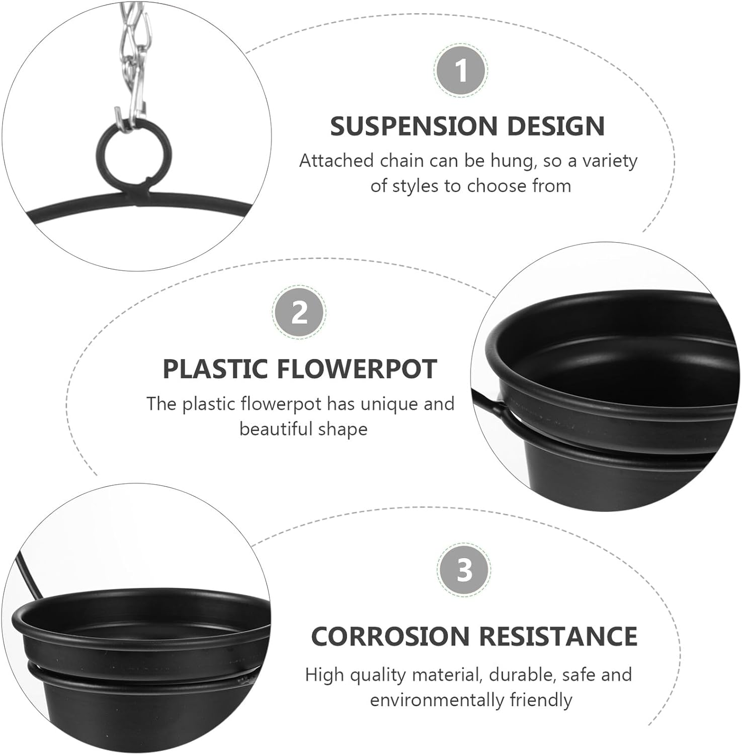 Iron Hanging Flower Pot and Plant Hanger for Indoor Outdoor Use, Round Ceiling Hanging Basket with Sturdy Iron Frame, Suitable for Succulents and Greenery DécorNO.240