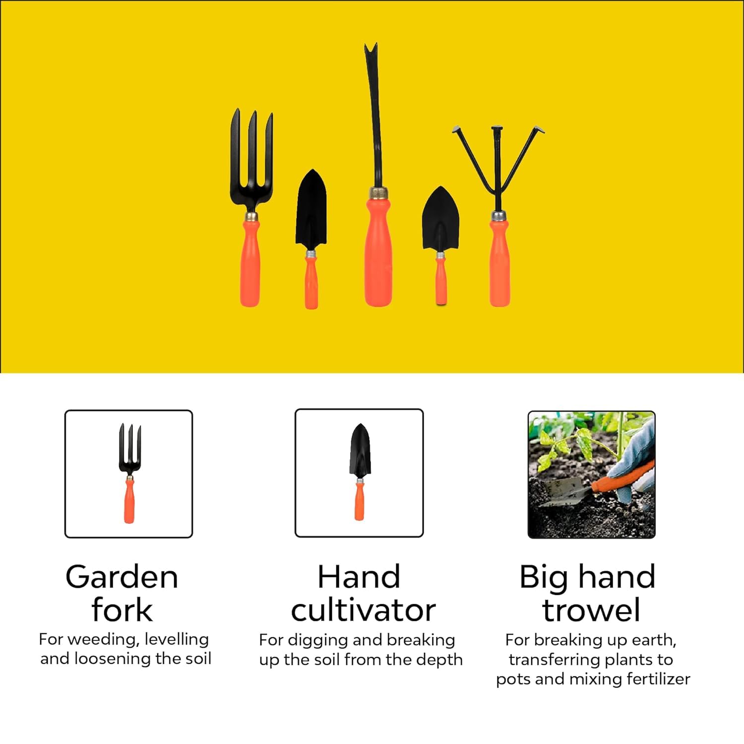 Garten-Handwerkzeug-Set – 10-teilig (Kultivator, Gartengabel, Kellen, Unkrautjäter, Gartenhandschuhe, Schere, Gartenschere, Samenpaket, Metallbox)