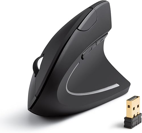 Anker Ratón óptico ergonómico vertical inalámbrico 2.4G, 80012001600 DPI, 5 botones para laptop, escritorio, PC, MacBook, negro (renovado)