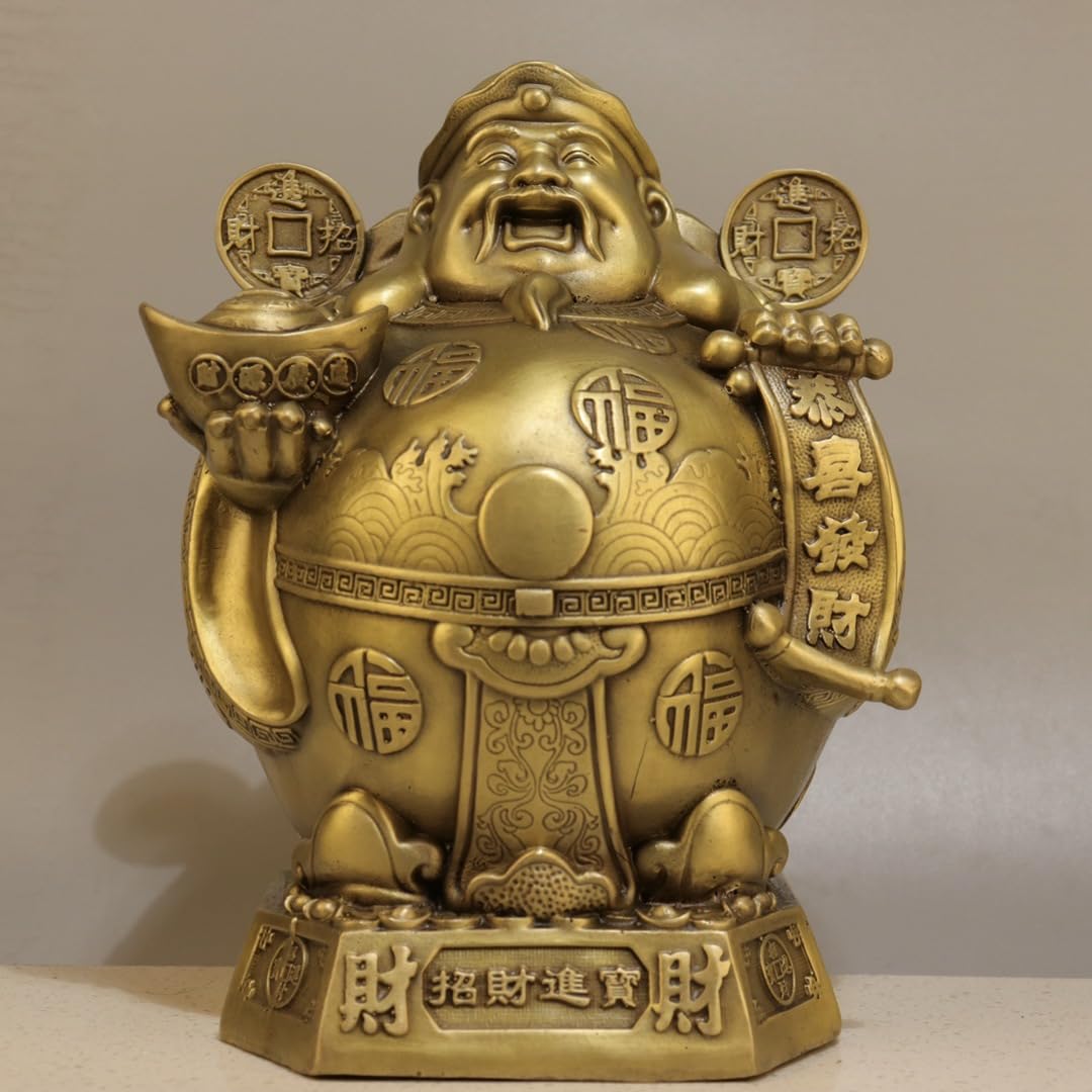 Posąg Buddy do wnętrz Statuetki kultu Mosiądz Bóg bogactwa Ozdoby Dom Biuro Sklep Rzeźba Buddy Feng Shui Dekoracja Medytująca Statua Buddy Figurka Rzeźba (S)