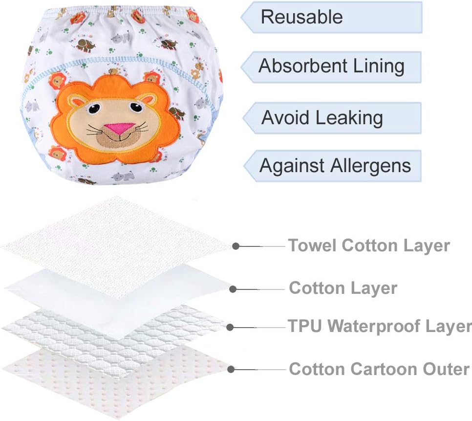 Cotton Reusable Baby Training Pants Unisex Potty Toddler Underpants Kids Waterproof Breathable Underwear 6-Pack - Image 5