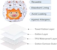 Vista 4 de Pantalones de entrenamiento de algodón reutilizables para bebés, unisex, ropa interior impermeable transpirable para niños, paquete de 6