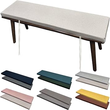 Indoor and Outdoor Bench Cushion Waterproof 48 x 14 Inch Fade-Resistant Non-Slip Patio Furniture Cushions with Ties for Porch Swing, Loveseat, or Indoor Bench Replacement Seat Pad, Beige