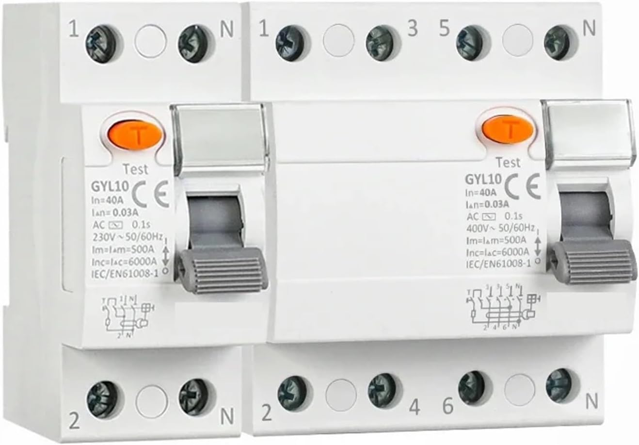 GYL10 Type AC RCCB Electromagnetic Residual Current Circuit Breaker 2P 4P 40A 63A RCD 30mA 100mA 300mA Differential Breaker(2P 40A,300mA)