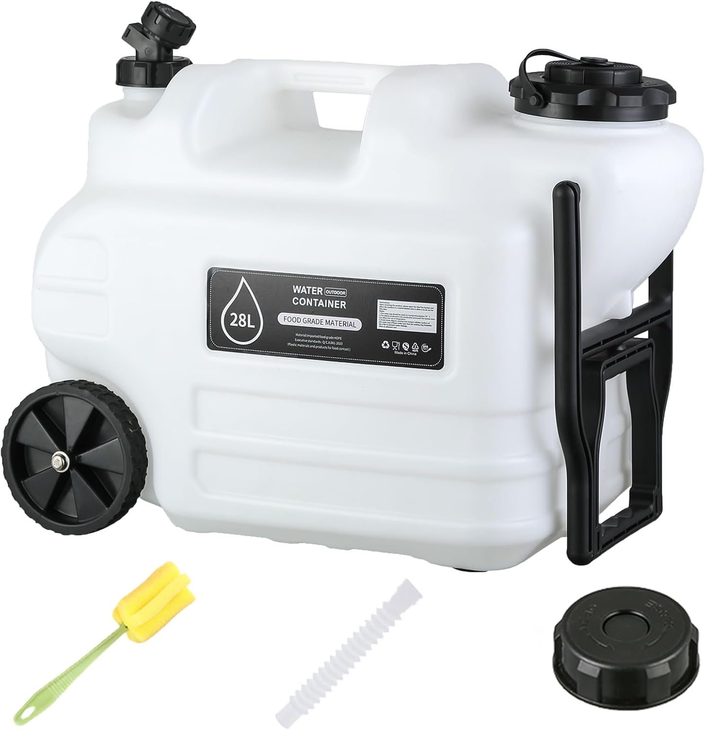 7.4 Gallon (28L) Water Container with Spigot & Wheels - Heavy-Duty Portable Water Tank for Emergency Storage, Camping, Outdoor Hiking, Picnic & RV Supplies, Leakproof Multi-Function Water Jug