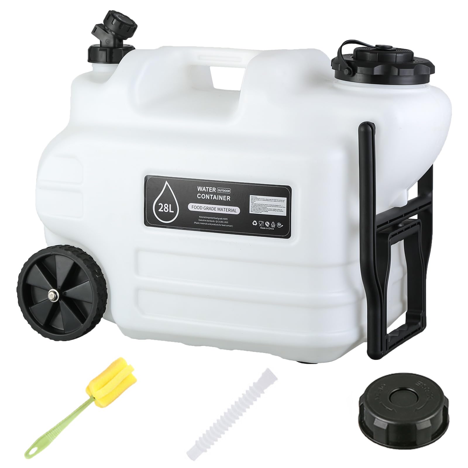 7.4 Gallon (28L) Water Container with Spigot with Wheels Water Dispenser Carrier Emergency Stroage for Camping Outdoor Hiking Picnic Supplies