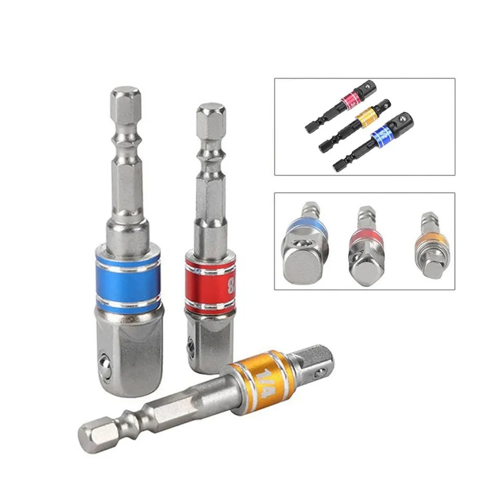 Drill Socket Impact Drill Extension Drill Bits Bar 1/4 3/8 1/2 Size 3Pcs(Black)