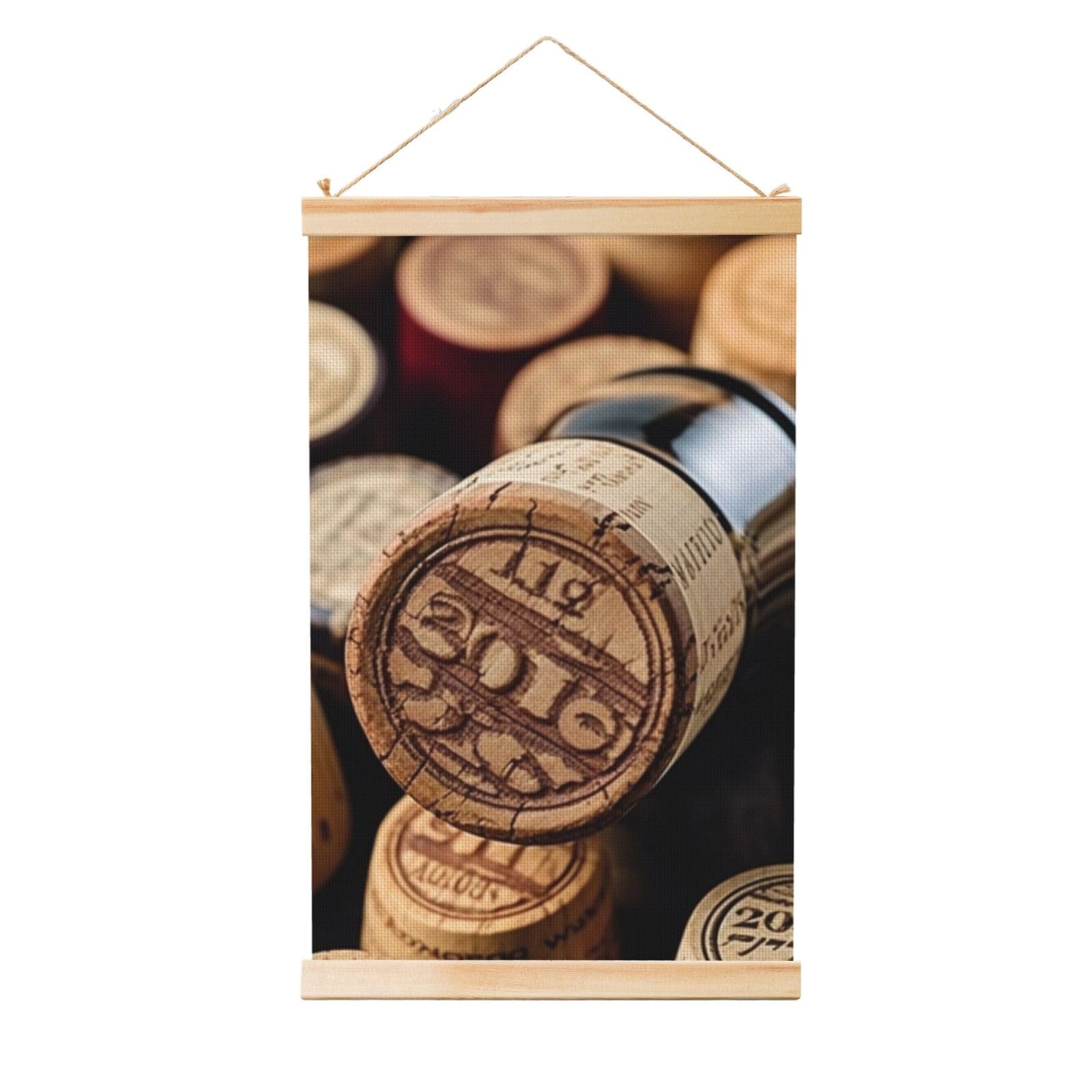 Wine bottle stopper with vintage Poster Wooden Shaft Hanging Poster Wall Hanging Banner Canvas Artwork with Wood Frames 12"x18" Modern Artwork Decor Ready to Hang Wall Art for Home Decor Scroll