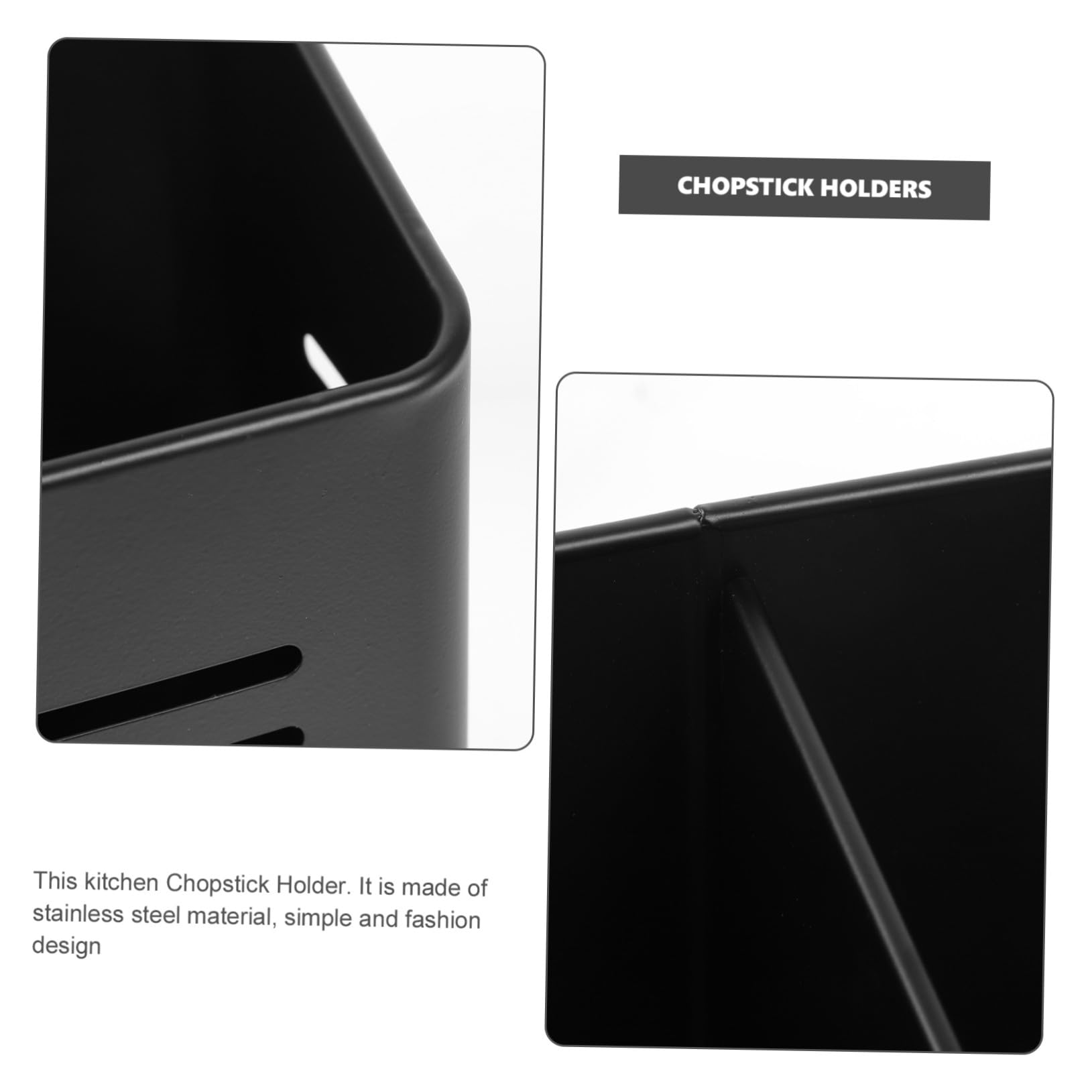 Porte-ustensiles Support de Fourchettes Noir en Acier Inoxydable Robuste Trous D'évacuation Simple et Élégant pour Égouttoir à Baguettes Cuisine Moderne