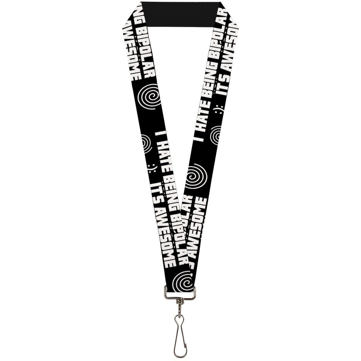 Buckle-Down Lanyard-1.0"-I Hate Being Bipolar-It's Awesome Black/WHI