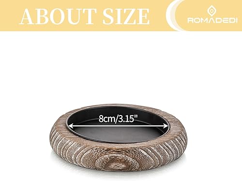 Miniatura 5 de Romadedi Portavelas de madera para decoración de granja, portavelas de pilar para centro de mesa, bandeja pequeña, juego de 4 soportes redondos de