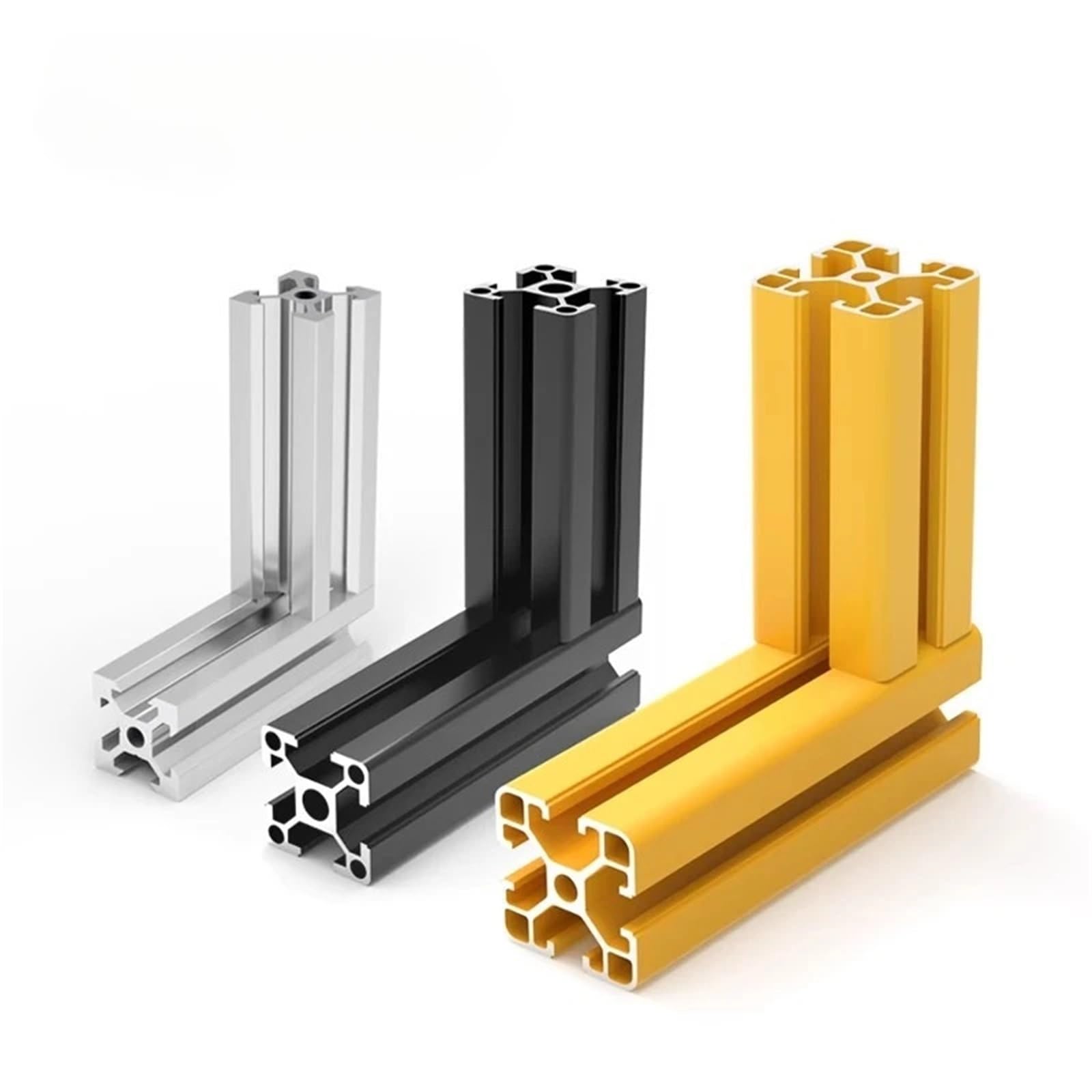 Longitud 50-550mm 20x20mm Estructura Abierta Perfil De Aluminio Con Ranura 2020 V Extrusión Negro/plateado for Piezas Impresora 3D CNC DIY(Silver,450mm (2pcs))