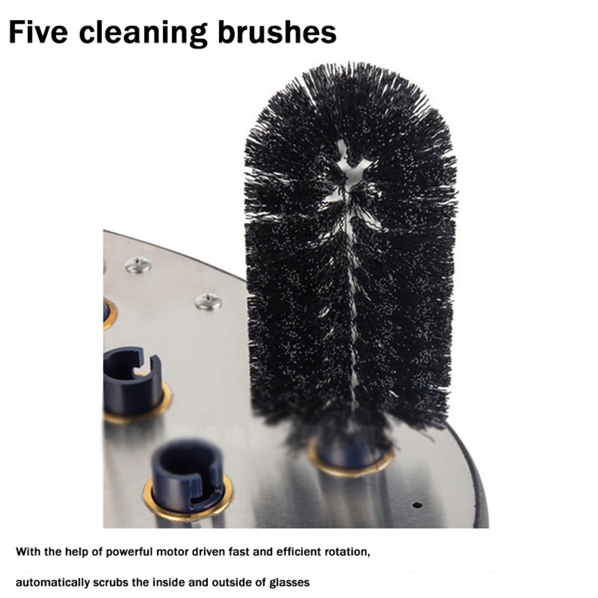 Laveuse automatique de verre avec 5 brosses, nettoyage haute efficacité pour hôtels, restauration, bars et restaurants, peut contenir jusqu'à 800 verres par heure