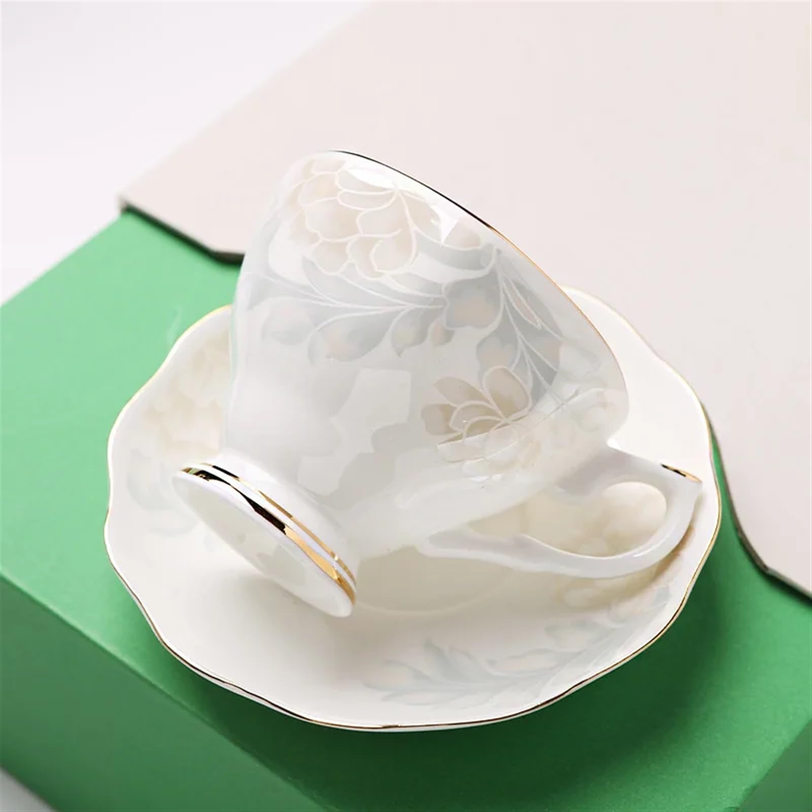 Juego de Taza y Plato de café de Porcelana de Hueso de 175 ml, Taza de Porcelana de Hueso, Plato, Taza de Agua, té de la Tarde