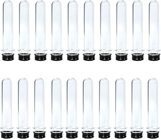 20Pcs 40mL Plastic Test Tubes, 25 x 140mm Clear Test Tubes with Aluminum Screw Caps for Science Party, Gumball, Candy, Bath Salts