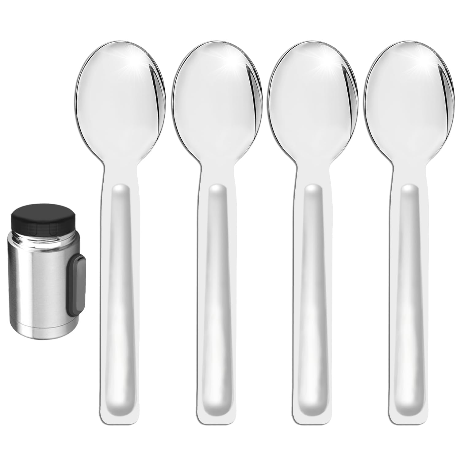 4 Replacement Spoon Compatible with Stanley 18 oz Food Jars, BPA Free Stainless Steel Spoon Set for Stanley Classic Legendary Vacuum Insulated Food Jar 18oz
