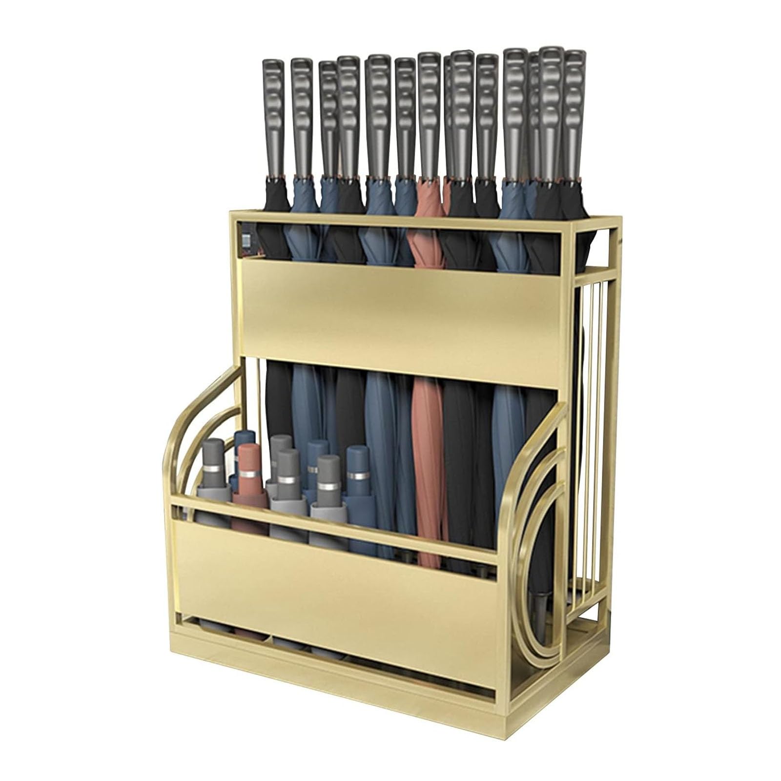 Porte-parapluie de décoration de bureau doré pour une entrée accueillante et rangée