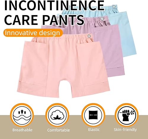 Miniatura 2 de WEEOATAR Pantalones de ostomía para mujer, ropa interior para pacientes, pantalones cortos para el cuidado de la incontinencia, 2 bolsillos