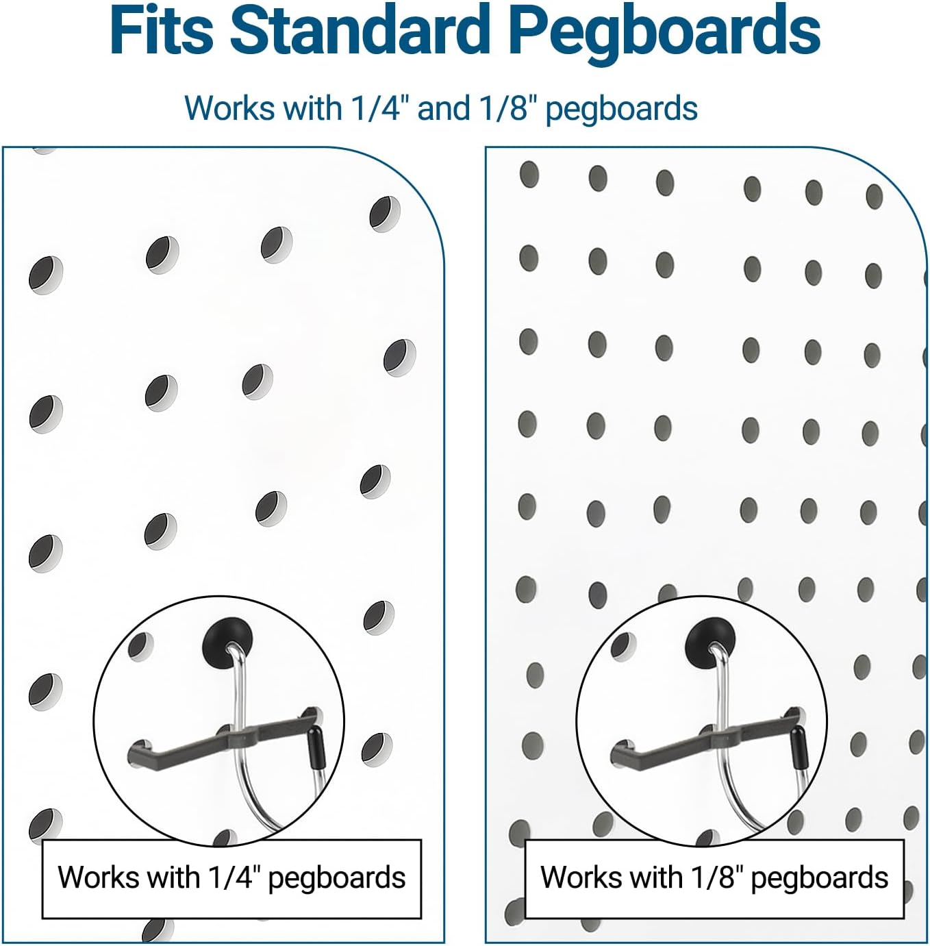 100PCS Pegboard Hook Lock Set – Includes 50 Peg Hook Locks + 50 Pegboard Clip Retainers, Black Plastic Pegboard Accessories for Garage Tool Wall, Display Board, Shop Storage & Organization
