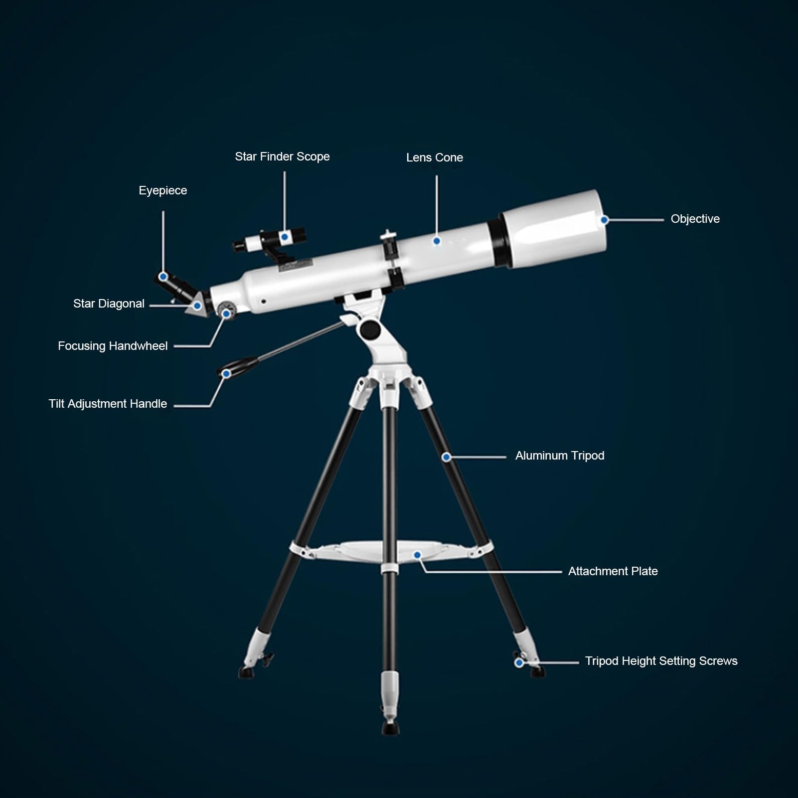 Pyhodi 80 Mm Profesjonalny Teleskop Astronomiczny z w Pełni Powleczonymi Wieloma, Aluminiowymi Statywami, Adapterem Smartfonów i Kontrolerem, Idealny do Obserwacji Obiektów Głębokiego