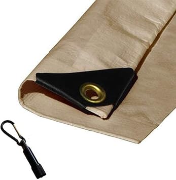 Heavy Duty Waterproof Desert Beige Tarp with Reinforced Corners 7X12