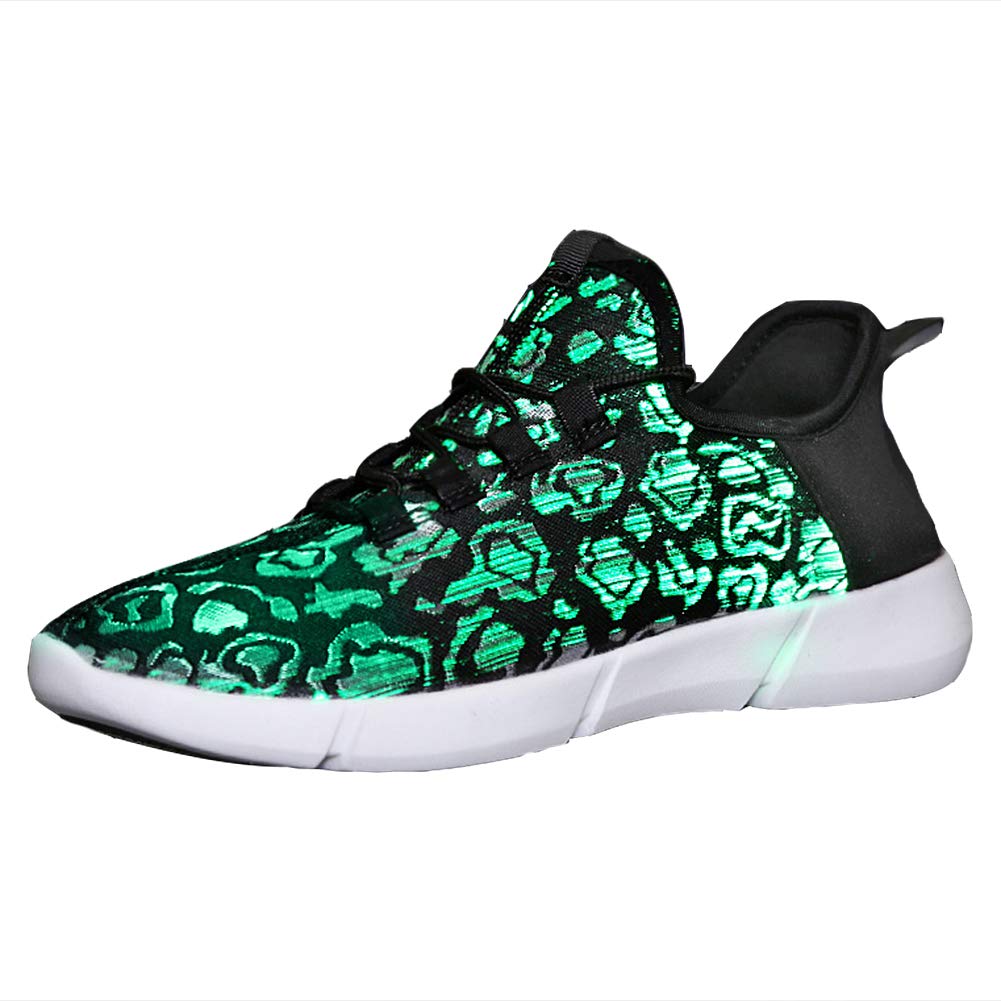 7ipupas Fiber Optic LED Light up Shoes for Kids, Men and Women, Lightweight Sneakers USB Charging Glowing Party Shoes (US 13 Men = EUR 47, Black)