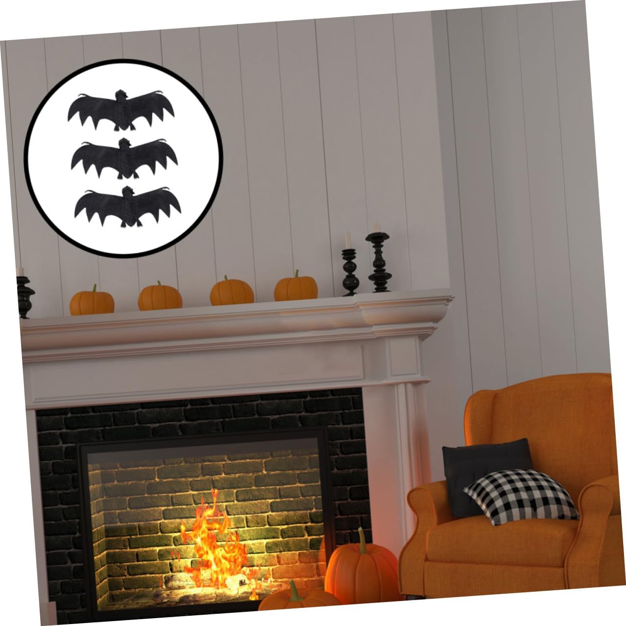 Mipcase 3pcs Halloween Hanging Bat Pendants Simulation Bat Ornaments Prank Props for Indoor Outdoor Party Decorations