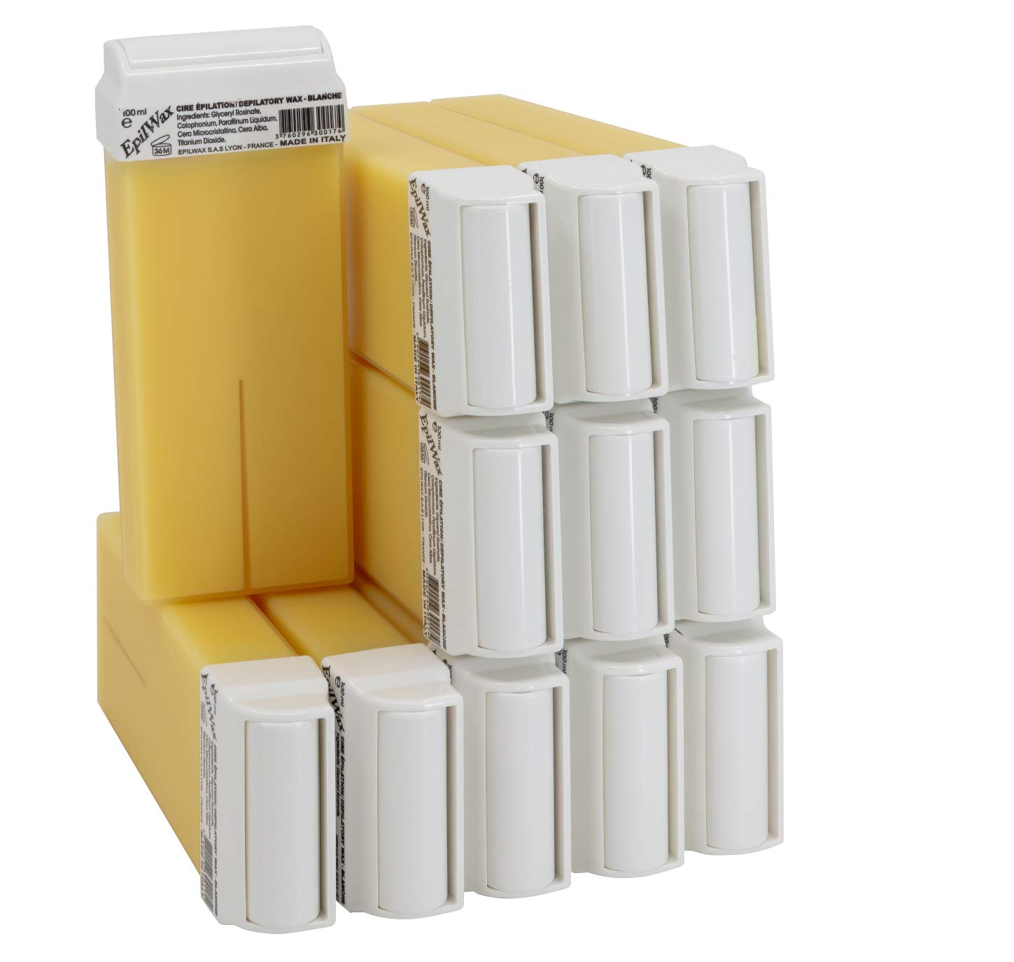 EpilWax Solo Kit completo per la ceretta: Riscaldatore di cera professionale, 12 cere professionali Roll-On 100 ml bianche, 100 strisce, 250 ml di olio dopo la ceretta (Solo Series White 12)