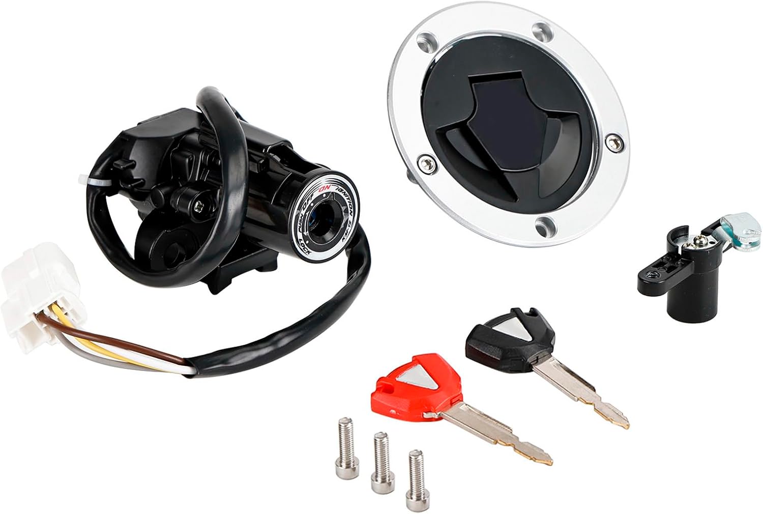 Ignition Key Switch Fuel Gas Cap Seat Lock Set 27045-5452 27005-0552 51049-0039 Fit for Kawasaki ER650 ER-6N 2012-2016/EX650 ER-6F 2014-2016/EX650 Ninja 650 2012-16/EX400 Ninja 400R 2014-2017
