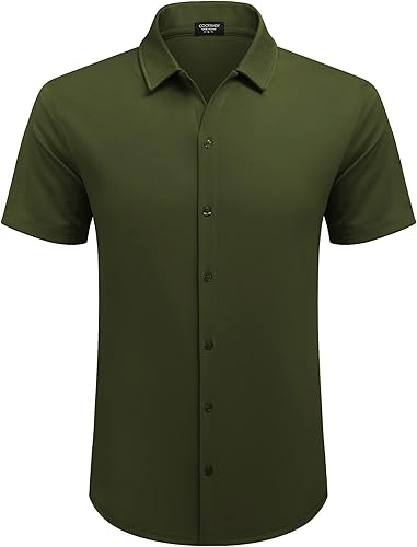 Vista 3 de COOFANDY Mens Casual Button Down Shirt Short Sleeve Wrinkle Free Shirts Summer Shirt