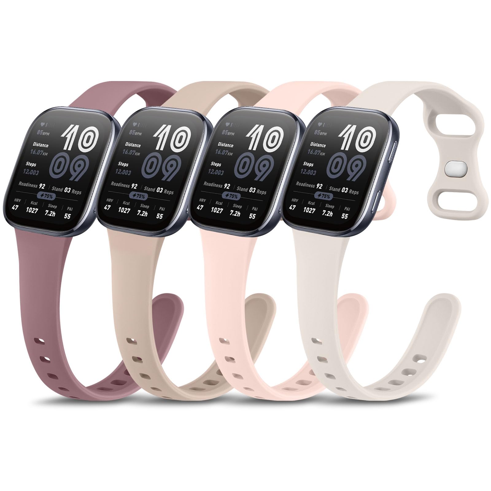[4 PACK] Straps for Garmin Vivoactive 4 / Venu 2 / Venu 3, 22mm Slim Silicone Quick Release Replacement Band for Garmin Forerunner 255/265 4 PACK 01